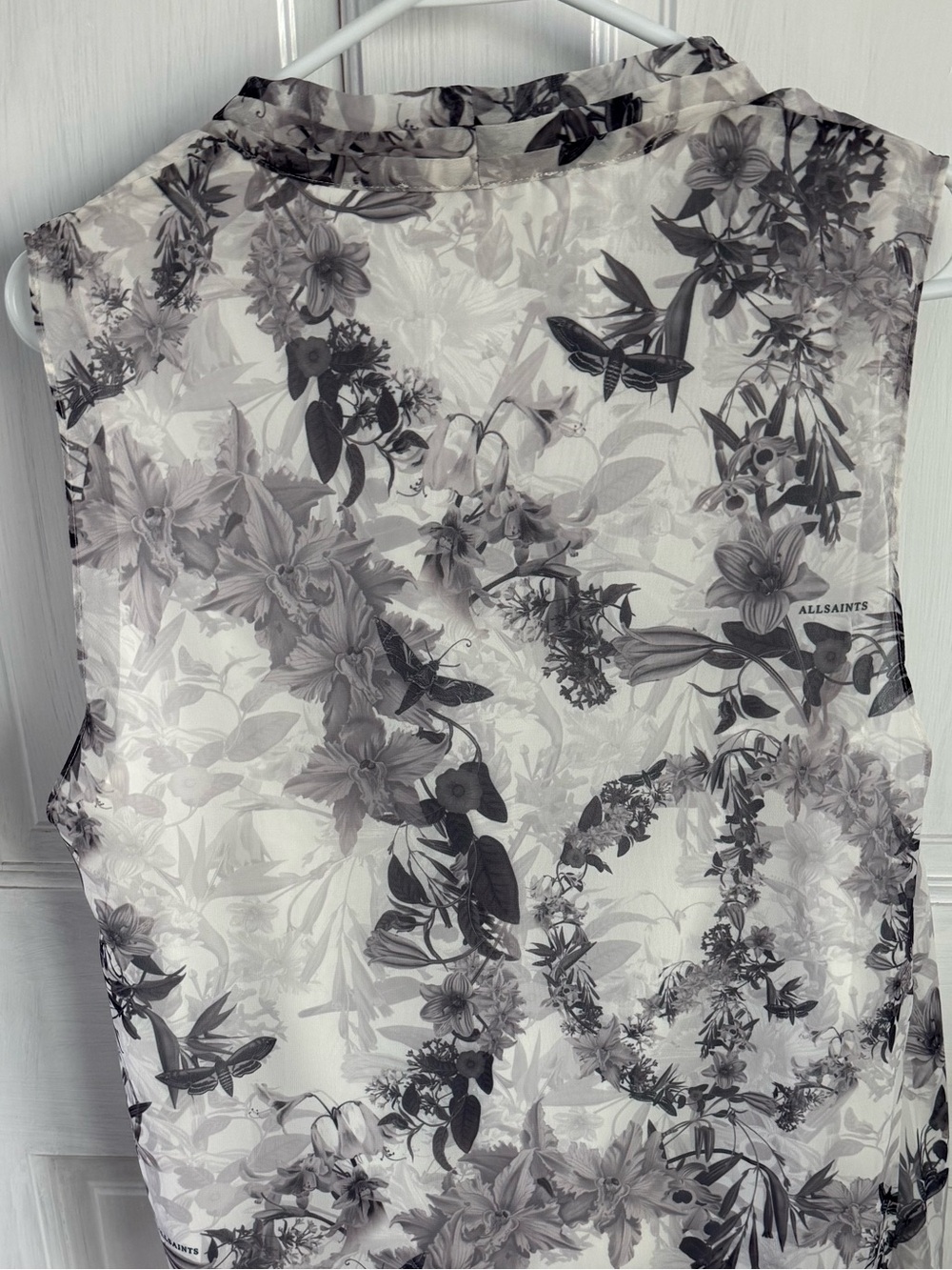 All Saints Abi White Gray Draped Top - Picture 4 of 6